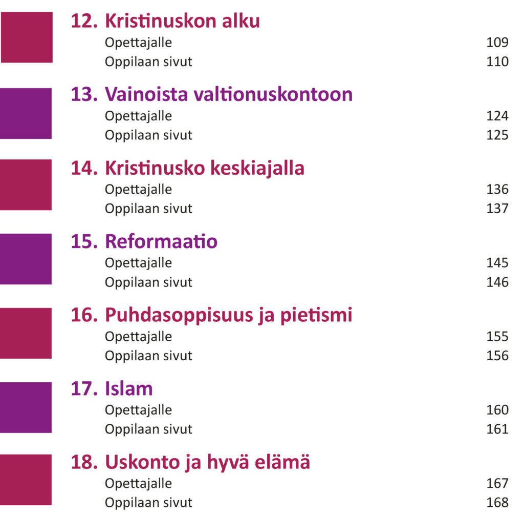 Sisällys, loppuosa